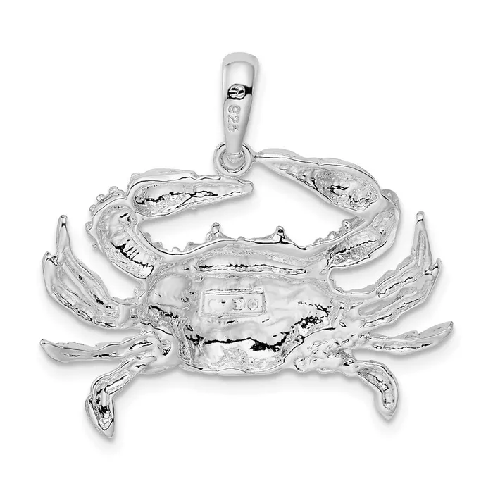 Necklaces TreasureFineJewelers Sterling Silver Polished Blue Crab Pendant