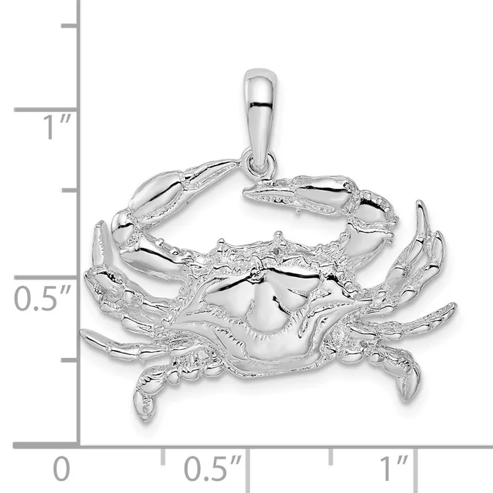 Necklaces TreasureFineJewelers Sterling Silver Polished Blue Crab Pendant
