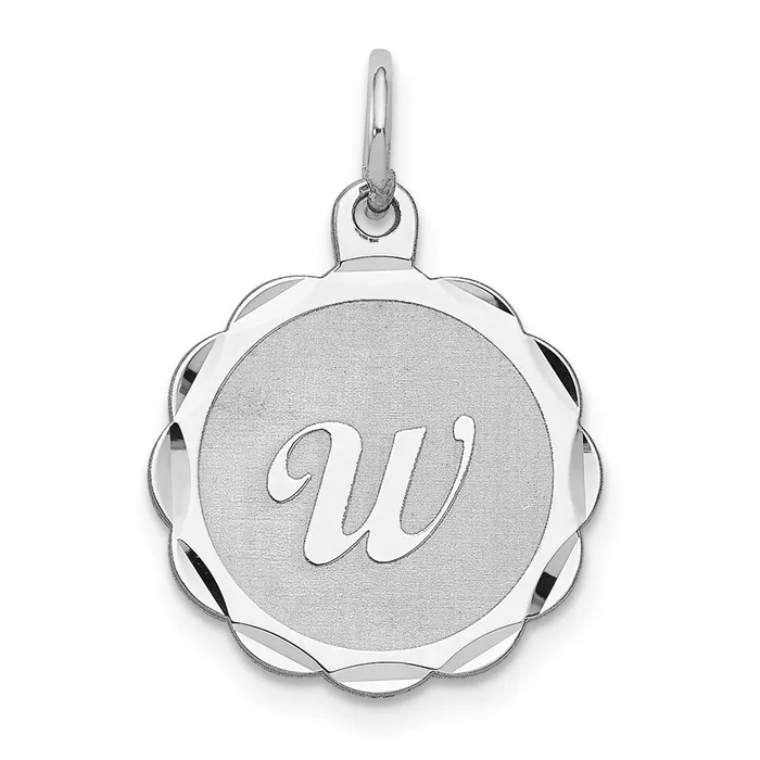 Necklaces TreasureFineJewelers Sterling SilverRhodiumplated Brocaded Letter W Initial Pendant