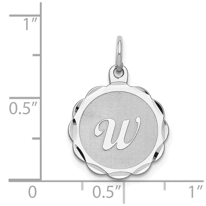 Necklaces TreasureFineJewelers Sterling SilverRhodiumplated Brocaded Letter W Initial Pendant