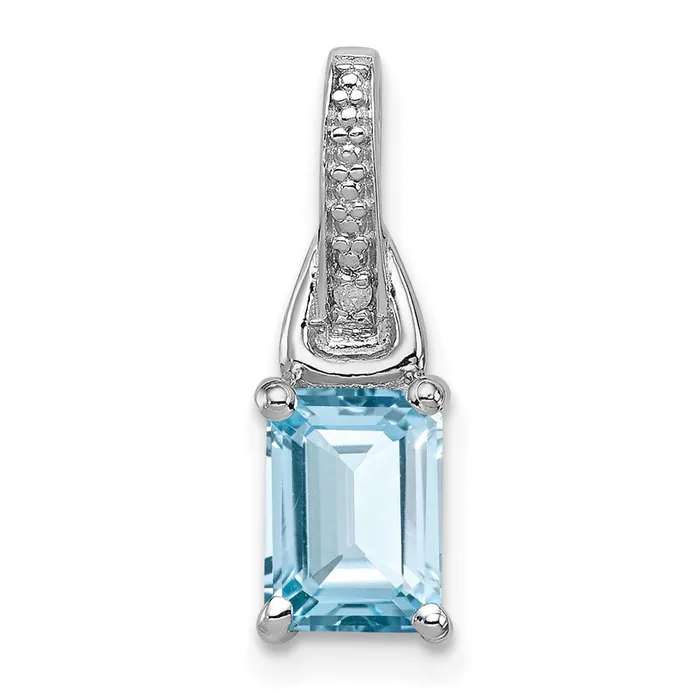 Necklaces TreasureFineJewelers Sterling Silver Rhodiumplated Diamond Light Blue Topaz Pendant Necklaces TreasureFineJewelers Sterling Silver Rhodiumplated Diamond Light Blue Topaz Pendant