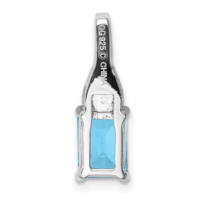 Necklaces TreasureFineJewelers Sterling Silver Rhodiumplated Diamond Light Blue Topaz Pendant