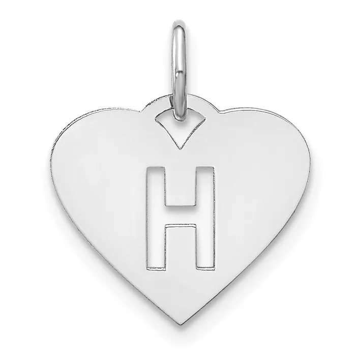Necklaces TreasureFineJewelers Sterling Silver Rhodiumplated Heart Letter H Initial Charm Necklaces TreasureFineJewelers Sterling Silver Rhodiumplated Heart Letter H Initial Charm
