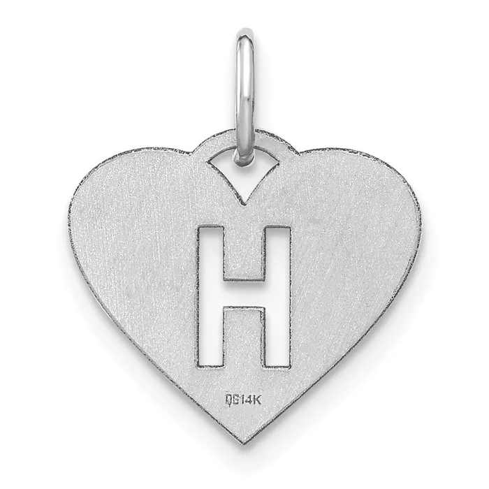 Necklaces TreasureFineJewelers Sterling Silver Rhodiumplated Heart Letter H Initial Charm