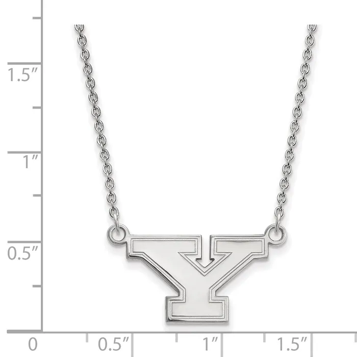 Necklaces TreasureFineJewelers Sterling Silver Rhodiumplated Youngstown State University Letter Y Small Pendant 18 inch Necklace