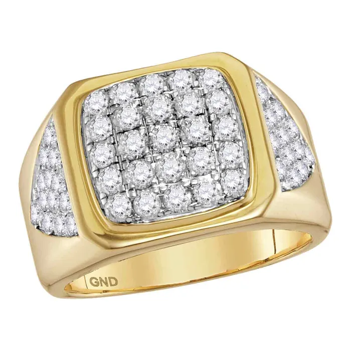North Arrow Shop Rings 14kt yellow gold mens round diamond square cluster ring 2 13 cttw114818 North Arrow Shop Rings 14kt yellow gold mens round diamond square cluster ring 2 13 cttw114818