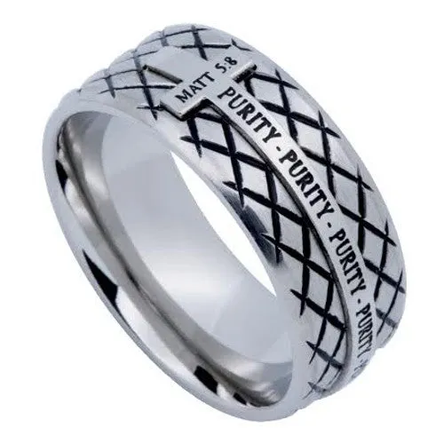 North Arrow Shop Rings PURITY Ring for Men Matthew 58 Steel Diamond Back Cross Ring North Arrow Shop Rings PURITY Ring for Men Matthew 58 Steel Diamond Back Cross Ring