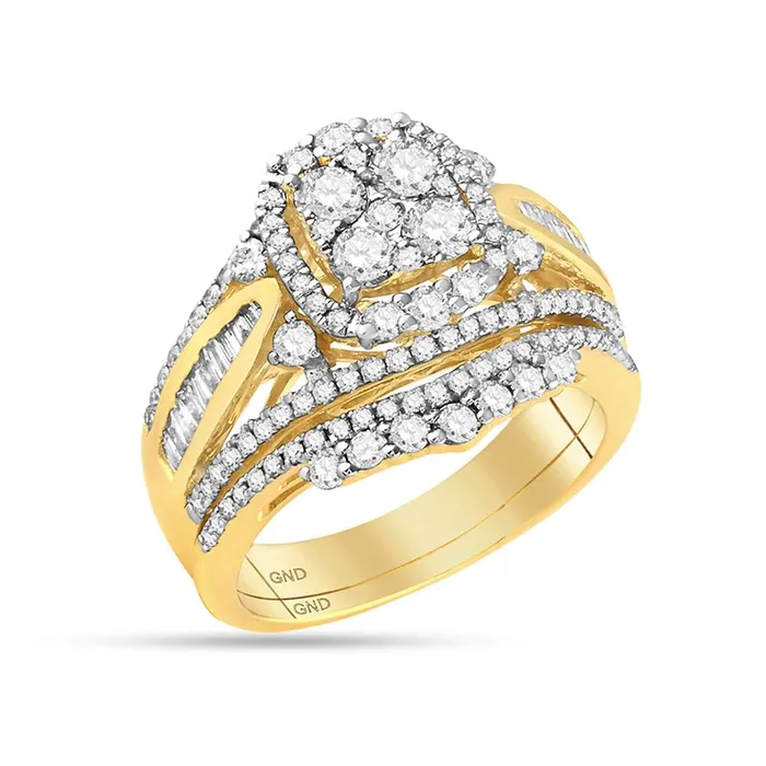 Rings North Arrow Shop 14kt yellow gold womens round diamond cluster bridal wedding engagement ring band set 1 12 cttw118615 Rings North Arrow Shop 14kt yellow gold womens round diamond cluster bridal wedding engagement ring band set 1 12 cttw118615