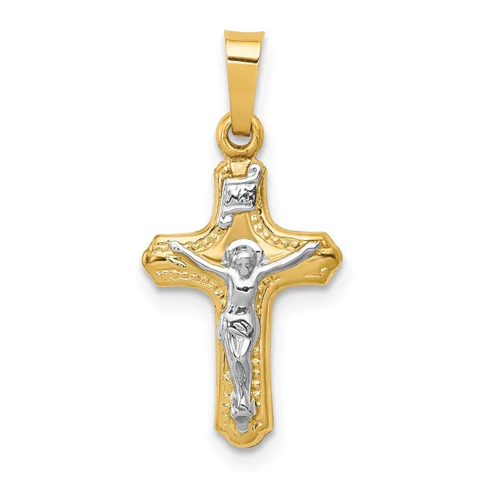 Rings TreasureFineJewelers 14k Twotone Polished and Textured INRI Crucifix Pendant Rings TreasureFineJewelers 14k Twotone Polished and Textured INRI Crucifix Pendant
