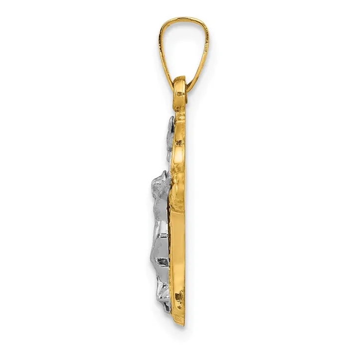 Rings TreasureFineJewelers 14k Twotone Polished and Textured INRI Crucifix Pendant