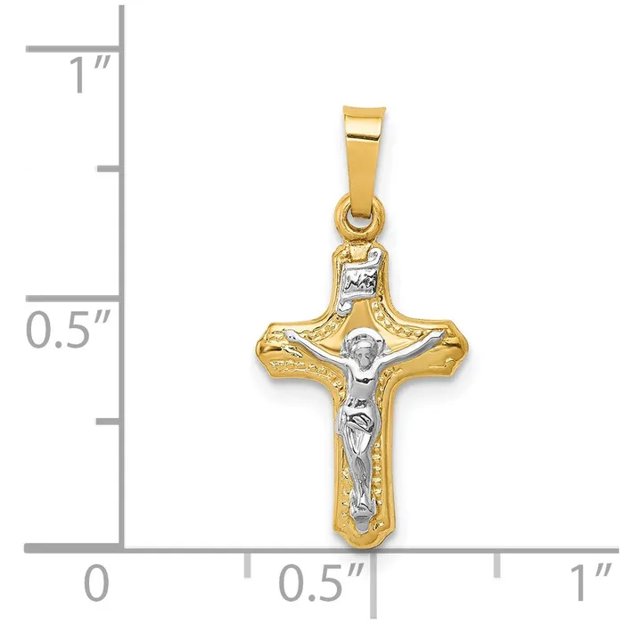 Rings TreasureFineJewelers 14k Twotone Polished and Textured INRI Crucifix Pendant
