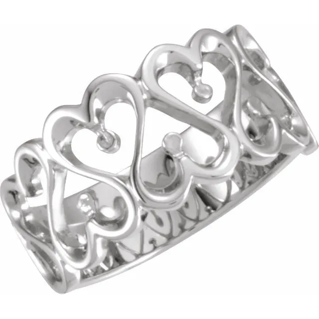 Rings TreasureFineJewelers 14K White 10 mm Heart Design Band