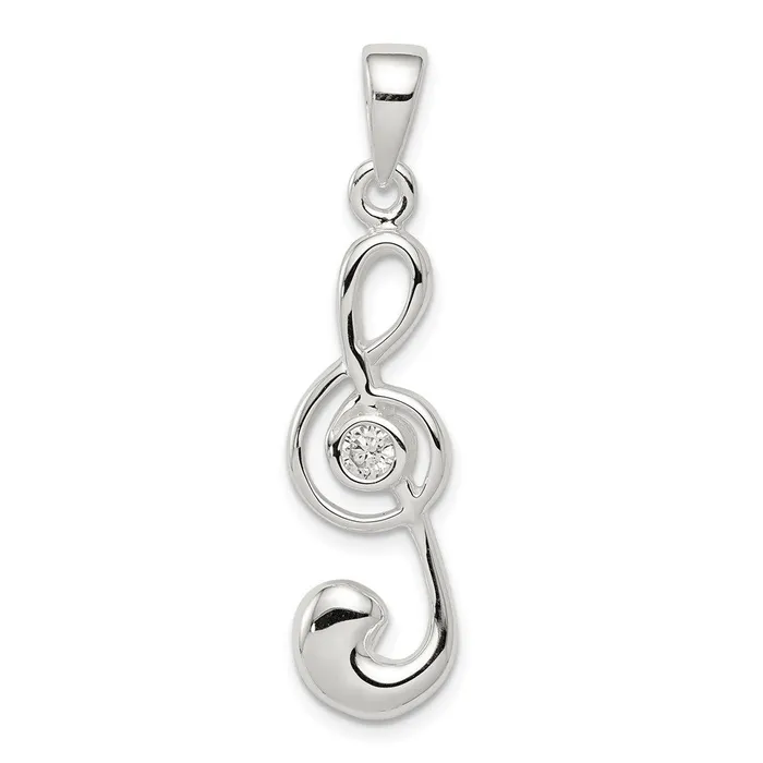 Rings TreasureFineJewelers Sterling Silver Treble Clef Charm