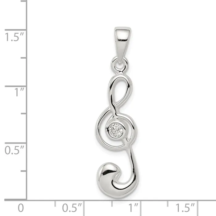 Rings TreasureFineJewelers Sterling Silver Treble Clef Charm
