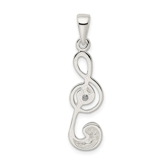 Rings TreasureFineJewelers Sterling Silver Treble Clef Charm