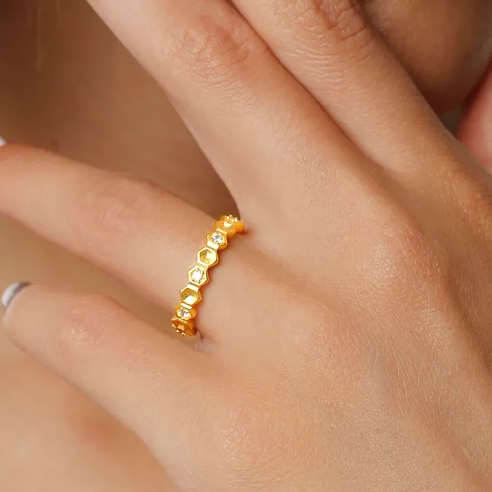 Rings Trendolla Jewelry Honeycomb Bee Kind Jewelry Highs And Lows Ring designed by Life With MaK