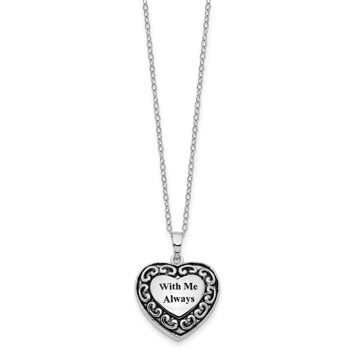 Sentimental Expressions Sterling Silver Rhodiumplated With Me Always Ash Holder 18in Necklace TreasureFineJewelers Necklaces