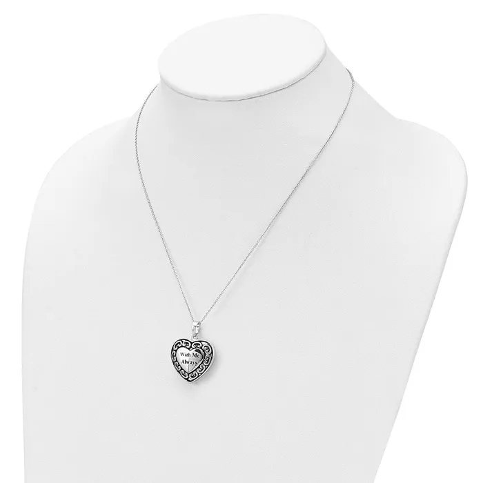 Sentimental Expressions Sterling Silver Rhodiumplated With Me Always Ash Holder 18in Necklace TreasureFineJewelers Necklaces