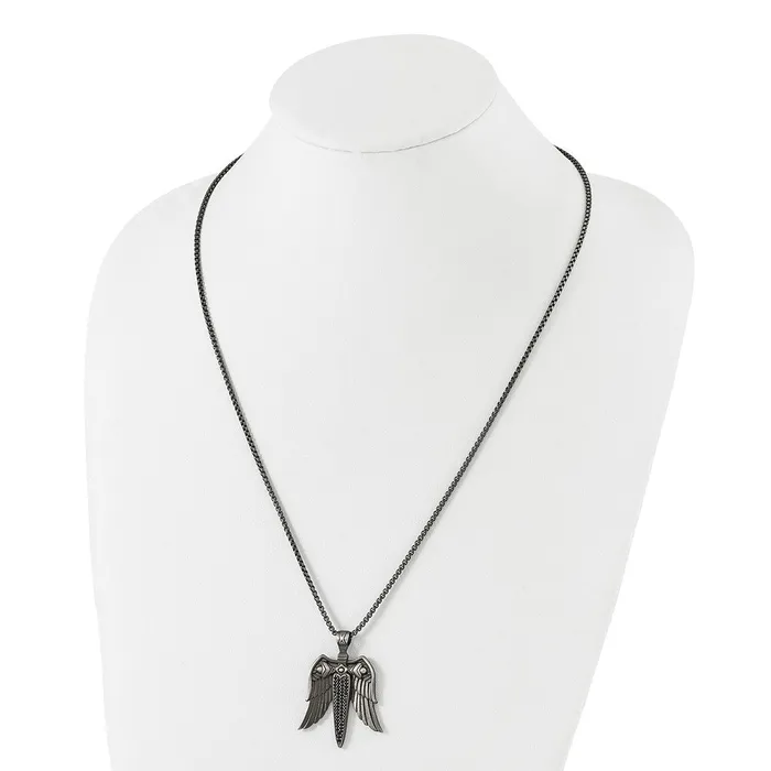 Stainless Steel Antiqued White Bronzeplated CZ Sword Necklace TreasureFineJewelers Necklaces