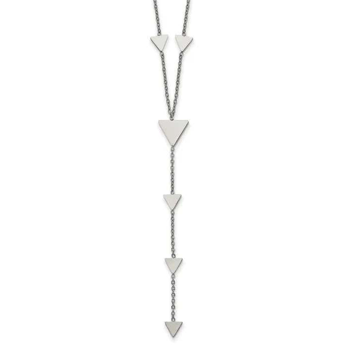 Stainless Steel Polished Triangles 24 inch Y Necklace TreasureFineJewelers Necklaces Stainless Steel Polished Triangles 24 inch Y Necklace TreasureFineJewelers Necklaces