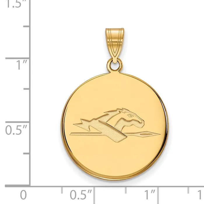 Sterling Silver Goldplated Longwood University Horse Large Disc Pendant TreasureFineJewelers Necklaces