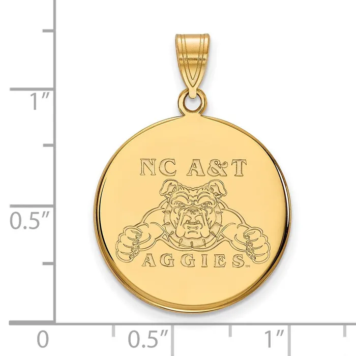 Sterling Silver Goldplated North Carolina A and T Aggies Large Disc Pendant TreasureFineJewelers Necklaces Sterling Silver Goldplated North Carolina A and T Aggies Large Disc Pendant TreasureFineJewelers Necklaces