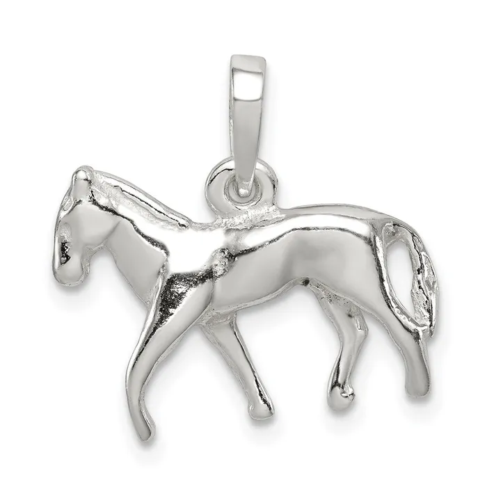 Sterling Silver Polished Horse Pendant TreasureFineJewelers Necklaces