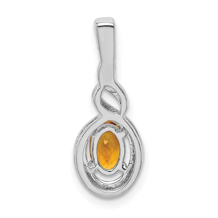Sterling Silver Rhodiumplated Citrine Diam Pendant TreasureFineJewelers Necklaces