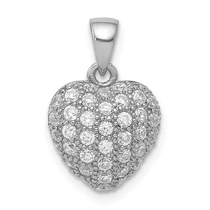 Sterling Silver Rhodiumplated CZ Micro Pave Heart Pendant TreasureFineJewelers Necklaces