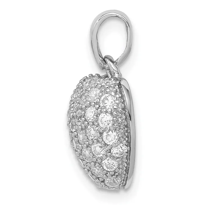 Sterling Silver Rhodiumplated CZ Micro Pave Heart Pendant TreasureFineJewelers Necklaces
