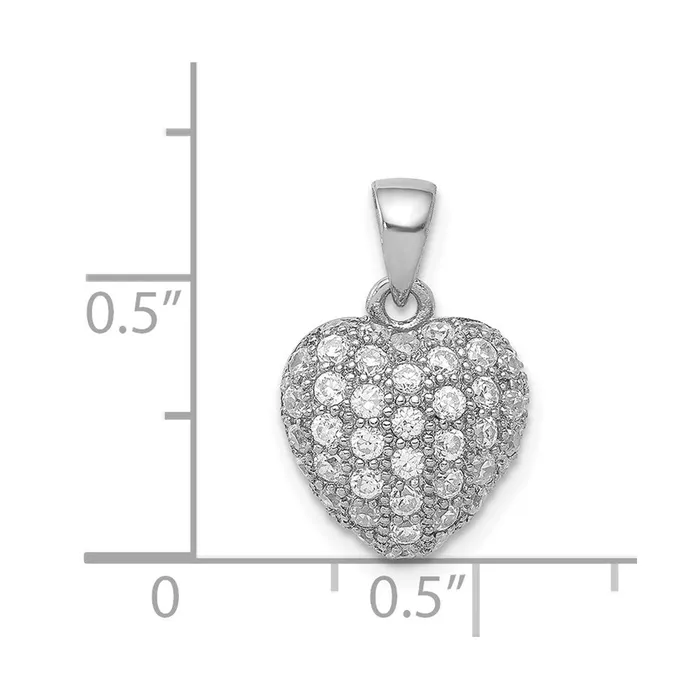 Sterling Silver Rhodiumplated CZ Micro Pave Heart Pendant TreasureFineJewelers Necklaces