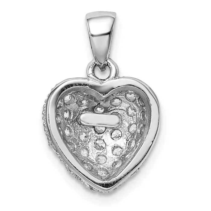 Sterling Silver Rhodiumplated CZ Micro Pave Heart Pendant TreasureFineJewelers Necklaces