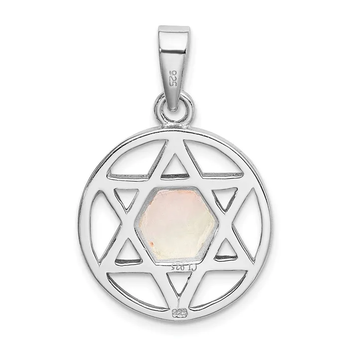 Sterling Silver Rhodiumplated MOP Star of David Pendant TreasureFineJewelers Necklaces