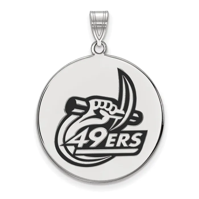 Sterling Silver Rhodiumplated University of North Carolina at Charlotte 49ers Extra Large Enameled Disc Pendant TreasureFineJewelers Necklaces