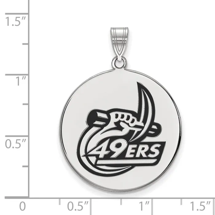 Sterling Silver Rhodiumplated University of North Carolina at Charlotte 49ers Extra Large Enameled Disc Pendant TreasureFineJewelers Necklaces