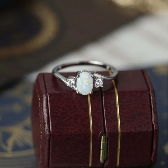 Transparent CZ Exquisite Oval Pink Opal Ring for Women Trendolla Jewelry Rings
