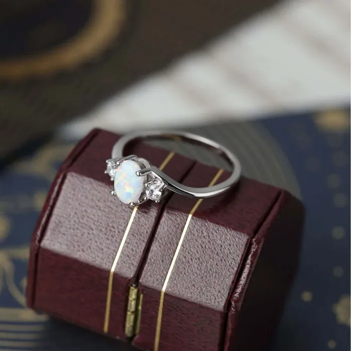 Transparent CZ Exquisite Oval Pink Opal Ring for Women Trendolla Jewelry Rings