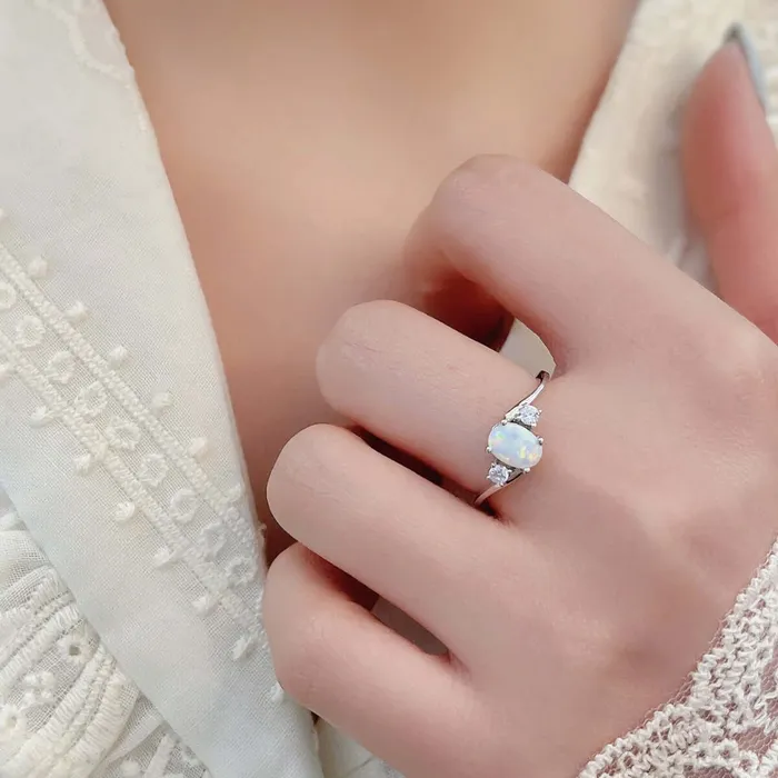 Transparent CZ Exquisite Oval Pink Opal Ring for Women Trendolla Jewelry Rings