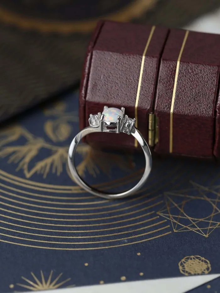 Transparent CZ Exquisite Oval Pink Opal Ring for Women Trendolla Jewelry Rings
