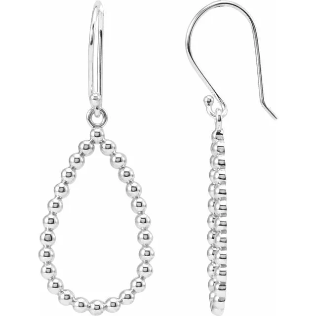TreasureFineJewelers 14K White Gold 3575x135 mm Beaded Teardrop Earrings Earrings TreasureFineJewelers 14K White Gold 3575x135 mm Beaded Teardrop Earrings Earrings