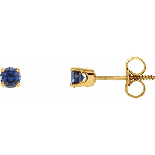 TreasureFineJewelers 14K Yellow 3 mm Round Imitation Blue Sapphire Youth Birthstone Earrings Earrings TreasureFineJewelers 14K Yellow 3 mm Round Imitation Blue Sapphire Youth Birthstone Earrings Earrings