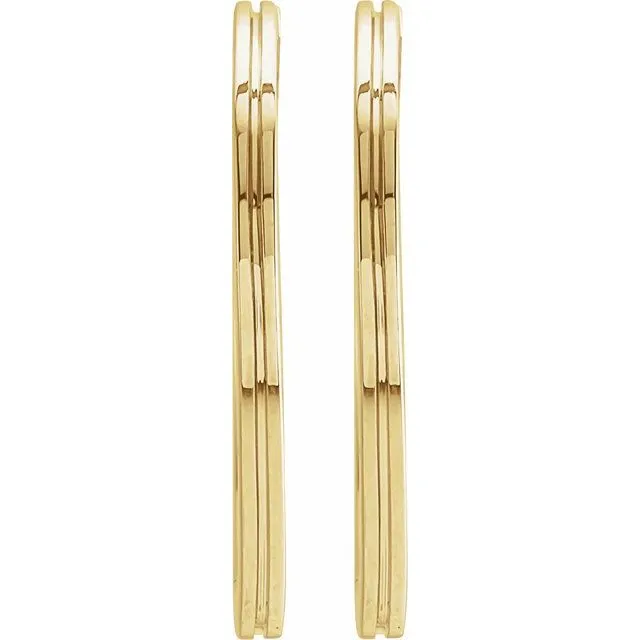 TreasureFineJewelers 14K Yellow Gold 20 mm Grooved Hoop Earrings Earrings