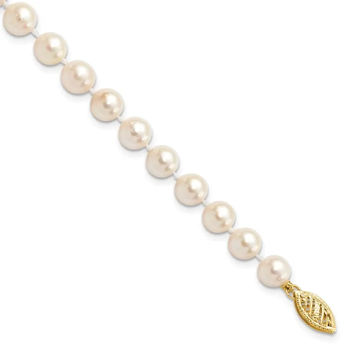 TreasureFineJewelers Bracelets 14k 67mm Round White Gold Saltwater Akoya Cultured Pearl Bracelet TreasureFineJewelers Bracelets 14k 67mm Round White Gold Saltwater Akoya Cultured Pearl Bracelet