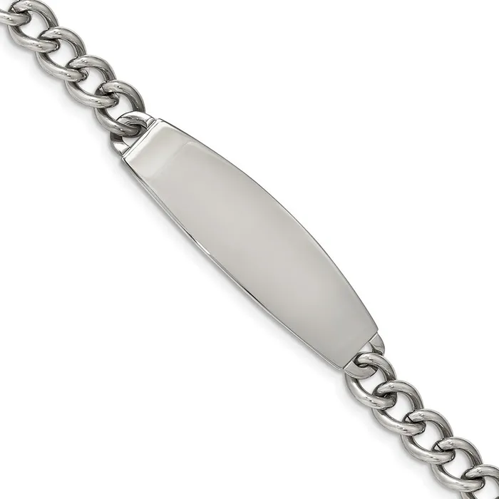 TreasureFineJewelers Bracelets Chisel Stainless Steel Polished Curb Chain 85 inch ID Bracelet