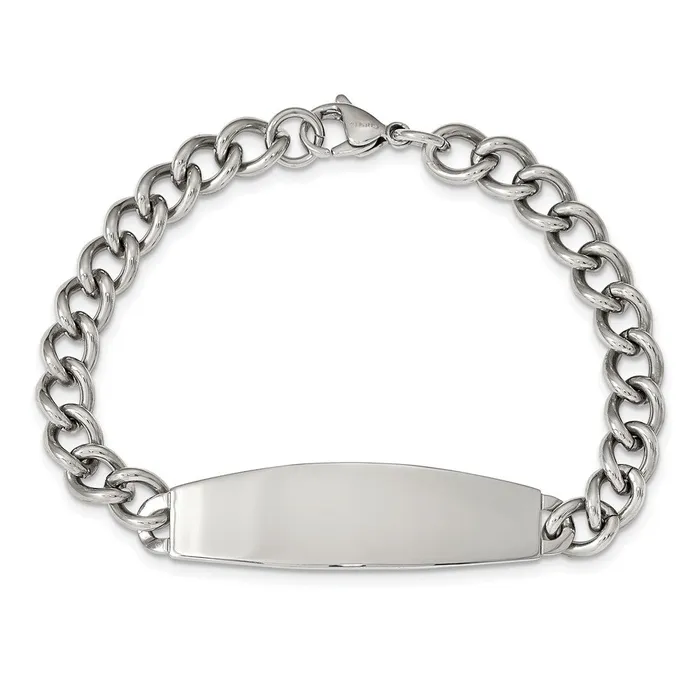 TreasureFineJewelers Bracelets Chisel Stainless Steel Polished Curb Chain 85 inch ID Bracelet