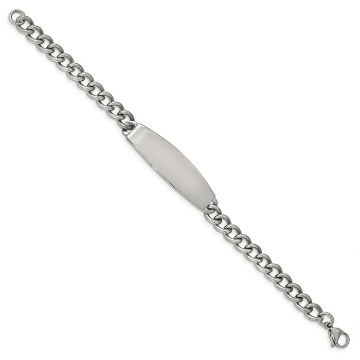 TreasureFineJewelers Bracelets Chisel Stainless Steel Polished Curb Chain 85 inch ID Bracelet