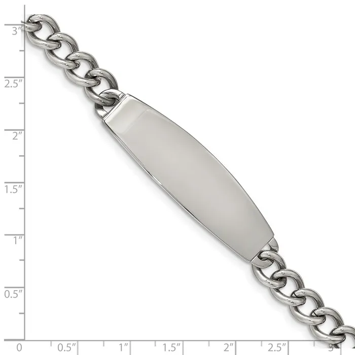 TreasureFineJewelers Bracelets Chisel Stainless Steel Polished Curb Chain 85 inch ID Bracelet