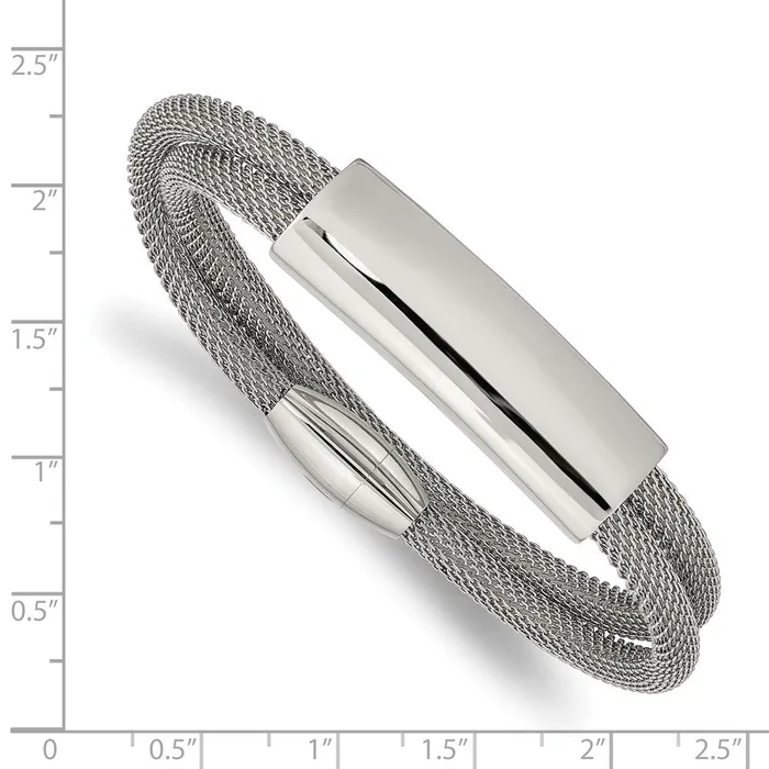 TreasureFineJewelers Bracelets Chisel Stainless Steel Polished Mesh 2Strand Adjustable ID Bracelet