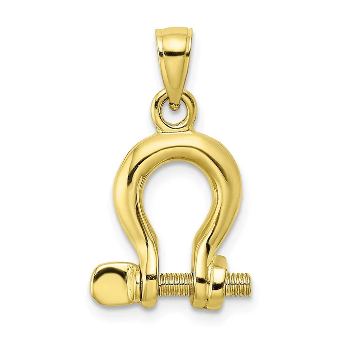 TreasureFineJewelers Charm Necklaces 10K 3D Medium Shackle Link Screw Charm