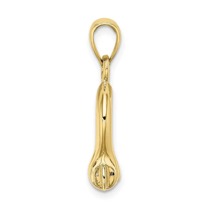 TreasureFineJewelers Charm Necklaces 10K 3D Medium Shackle Link Screw Charm